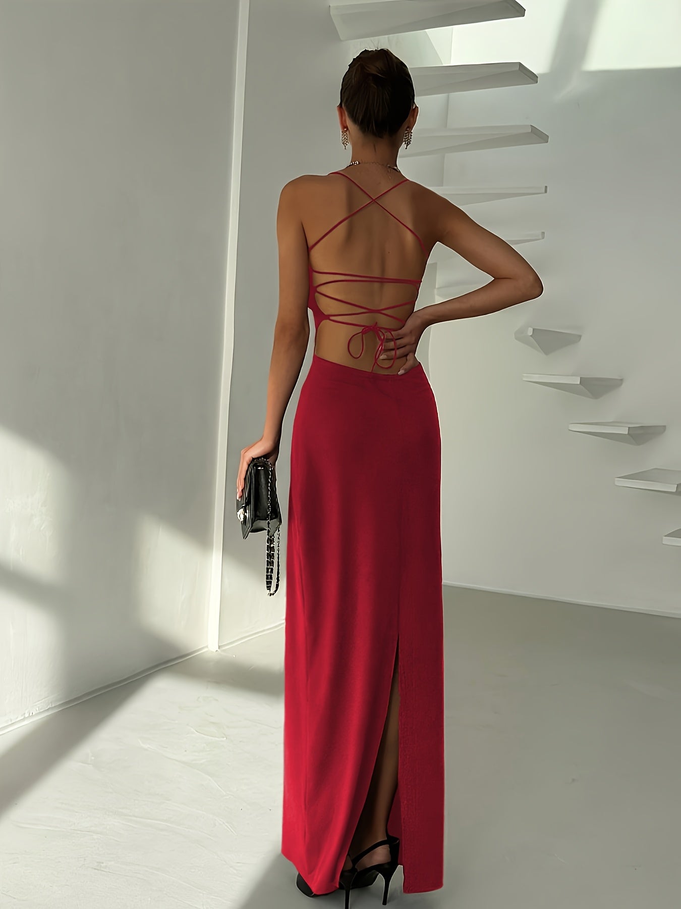 Robe Femme Sexy Élégante de Soirée — Dos Nu, Silhouette Sirène/Trumpet, Sans Manches, Robe Formelle pour Soirées et Mariages, Coupe Bodycon Flatteuse, Idéale pour Prom, Gala et Tenues Chics Quotidiennes, Style Sophistiqué