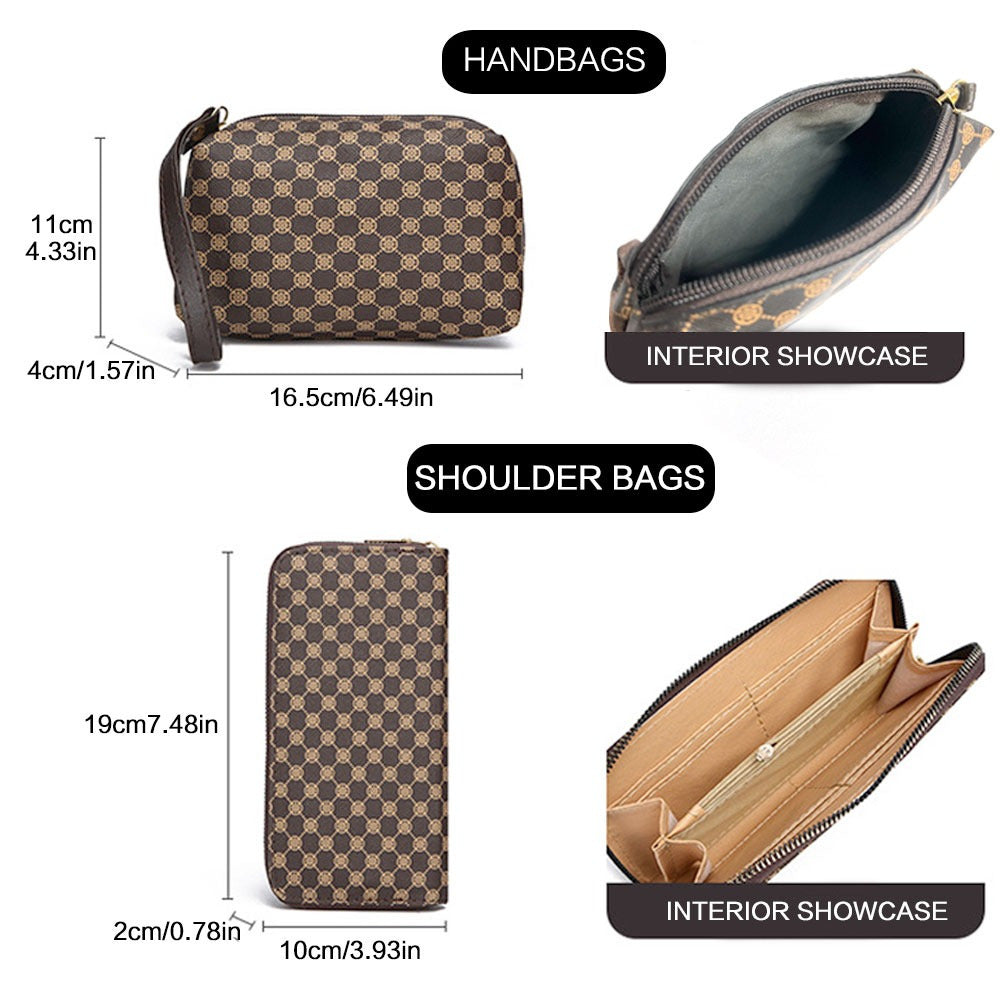 Set de 6 Sacs à Main– Multifonctionnels avec Motif Floral Minimaliste, Fabriqués en Synthétique de Haute Qualité, Grande Capacité, Sac à Épaule et Sac Principal, Indispensable pour Déplacements Quotidiens et Voyages