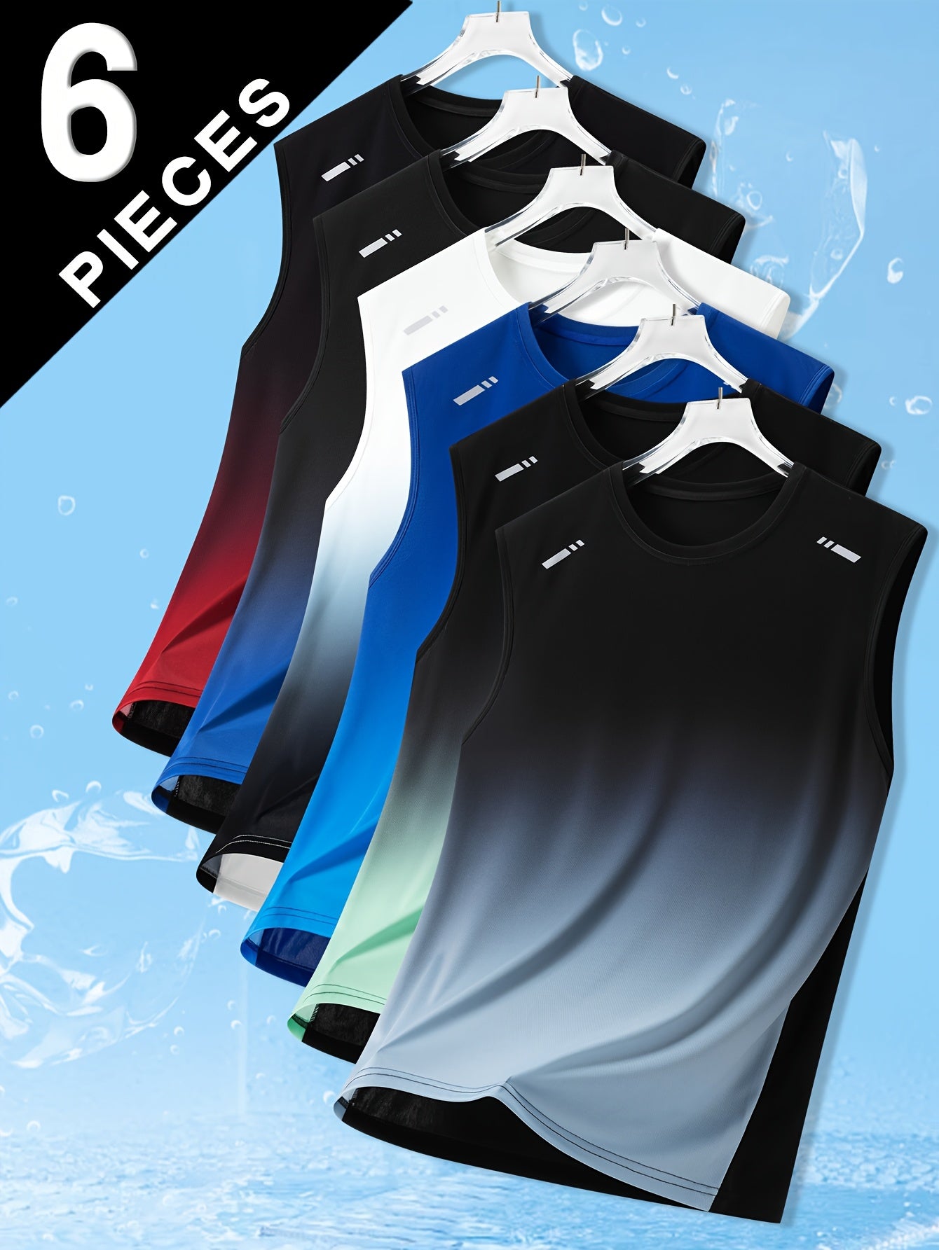 Lot de 6 Débardeurs Sport Homme – Séchage Rapide, Respirant, Tissu Extensible, Couleurs Dégradées