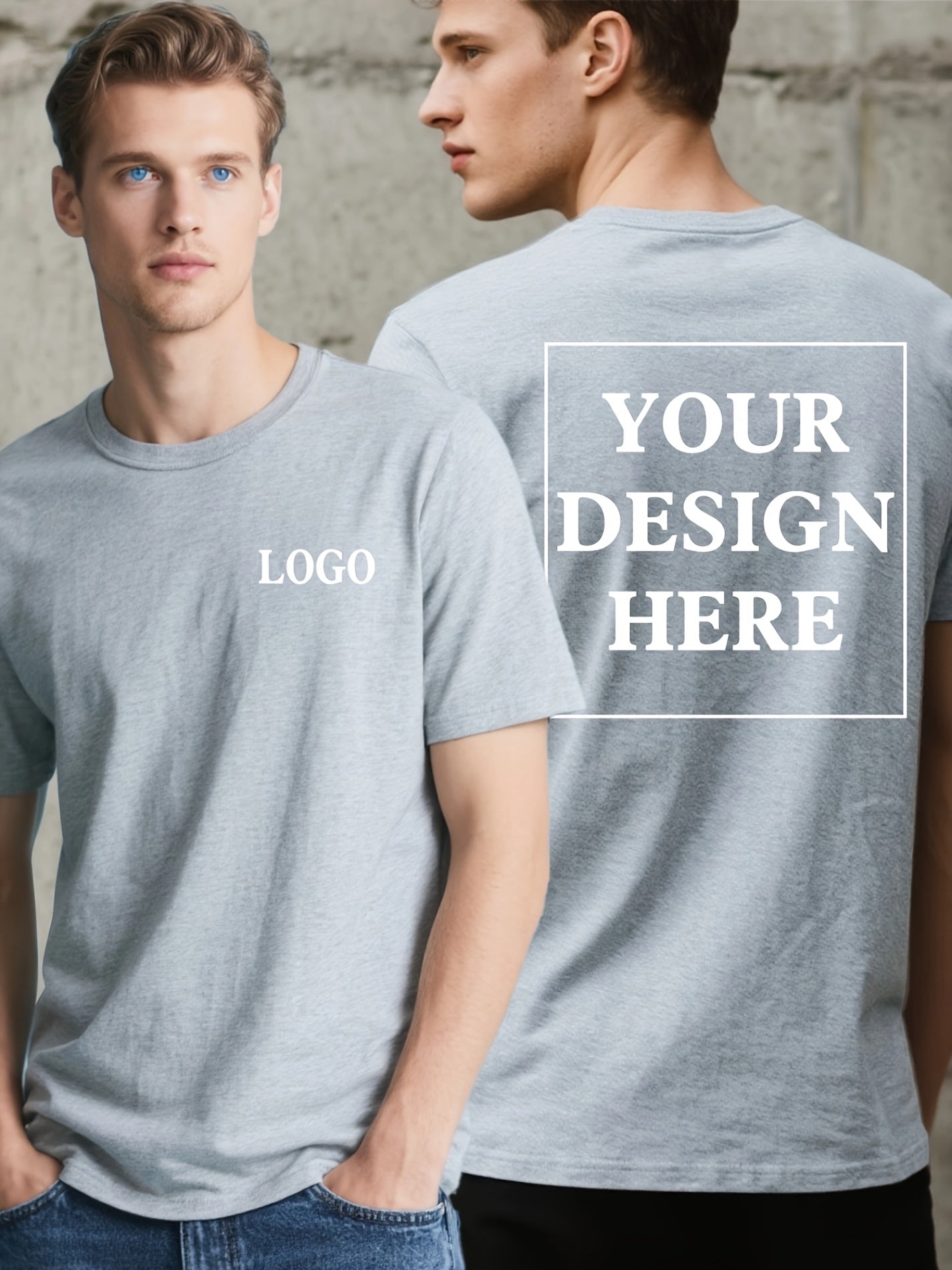 Men's Custom Text/Logo T-Shirt 100% Cotton Personalized Short Sleeve Round Neck Casual Summer Top with Your Own Text, Photo or Logo Printing - DIY Orders Suitable for Events, Promotions, Gifts (Men's Fashion)