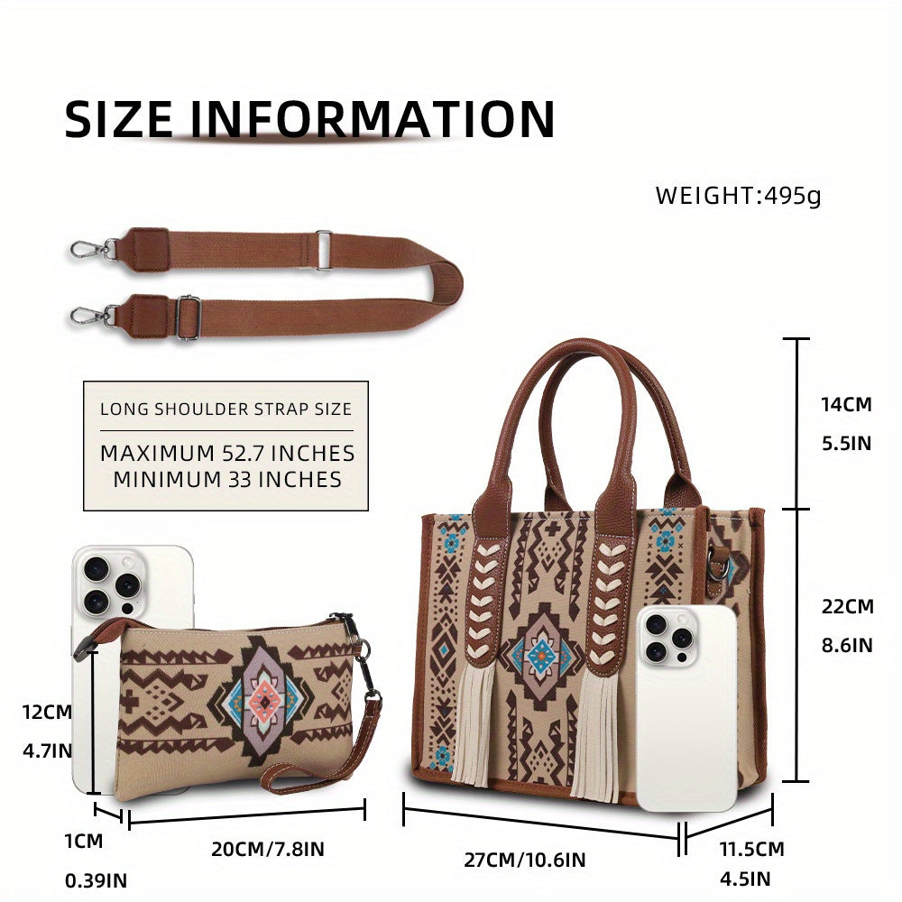 Sac Boho pour femmes – sac fourre-tout de voyage bohème, sac vintage et sac à bandoulière pour femme, sac à bras avec corde tressée, sac de week-end grande capacité, sac western élégant et décontracté