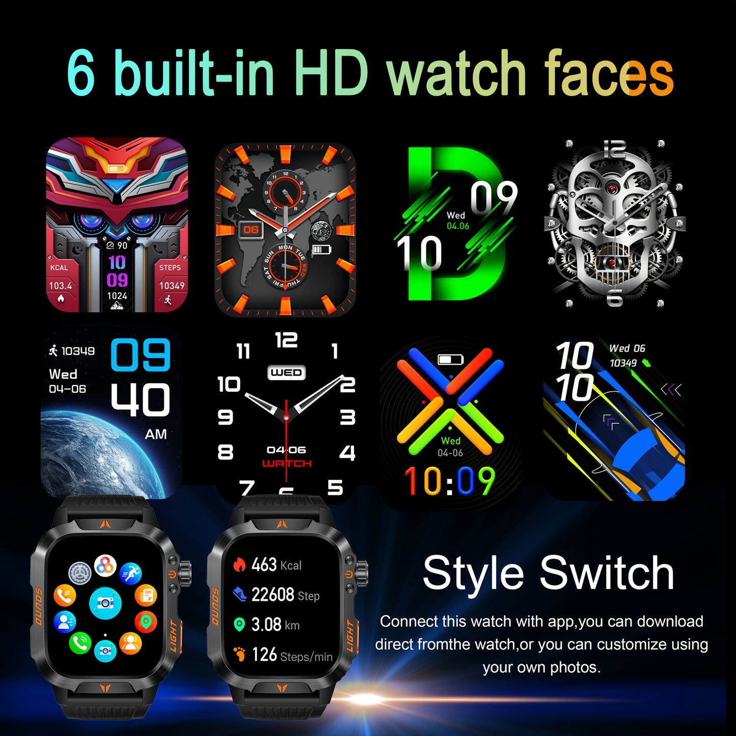 QTLJJBY Men's Smartwatch - 2.02" HD Display, Call & Text Functionality, Camo Design With Altimeter, Barometer, LED Flashlight, Sleep Tracker And 600mAh Battery - Perfect For Fitness & Outdoor Adventures
