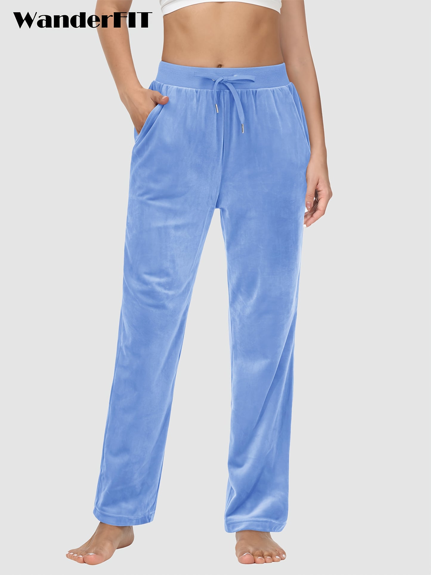 Pantalon Femme en Velours Doux avec Poches – Style Décontracté et Confortable