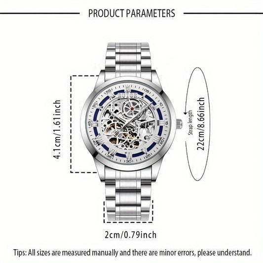 Montre Mécanique Automatique pour Homme – Cadran Squelette à Remontage Automatique, Aiguilles Luminescentes, Bracelet en Acier Inoxydable – Idéale pour le Quotidien, les Tenues Business & Formelles – Sans Batterie