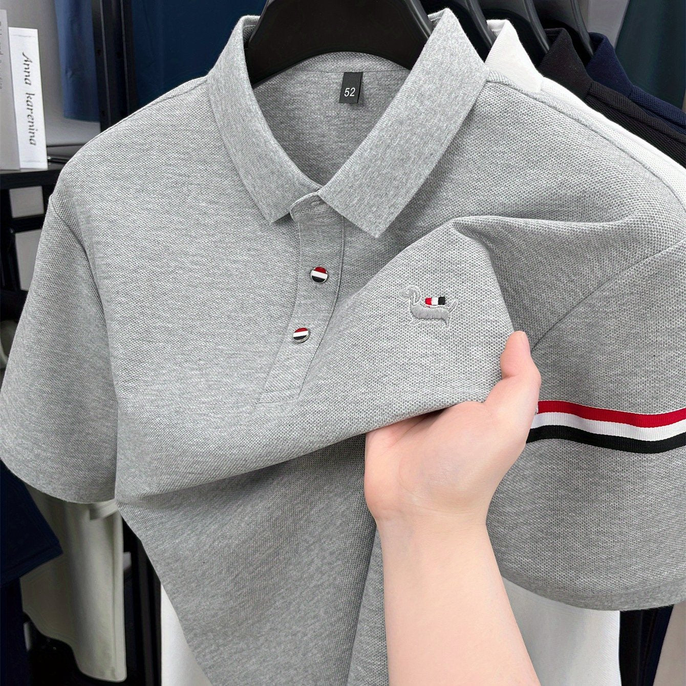 Men's Navy Blue Shirt - Classic Crew Neck Button-Front, Soft Everyday Shirt for Office, Golf, Casual Outings - CRRTMARO Brand Button-Up Shirt, Office Attire, Straight Sleeves, Durable Construction, Short Sleeve Top,