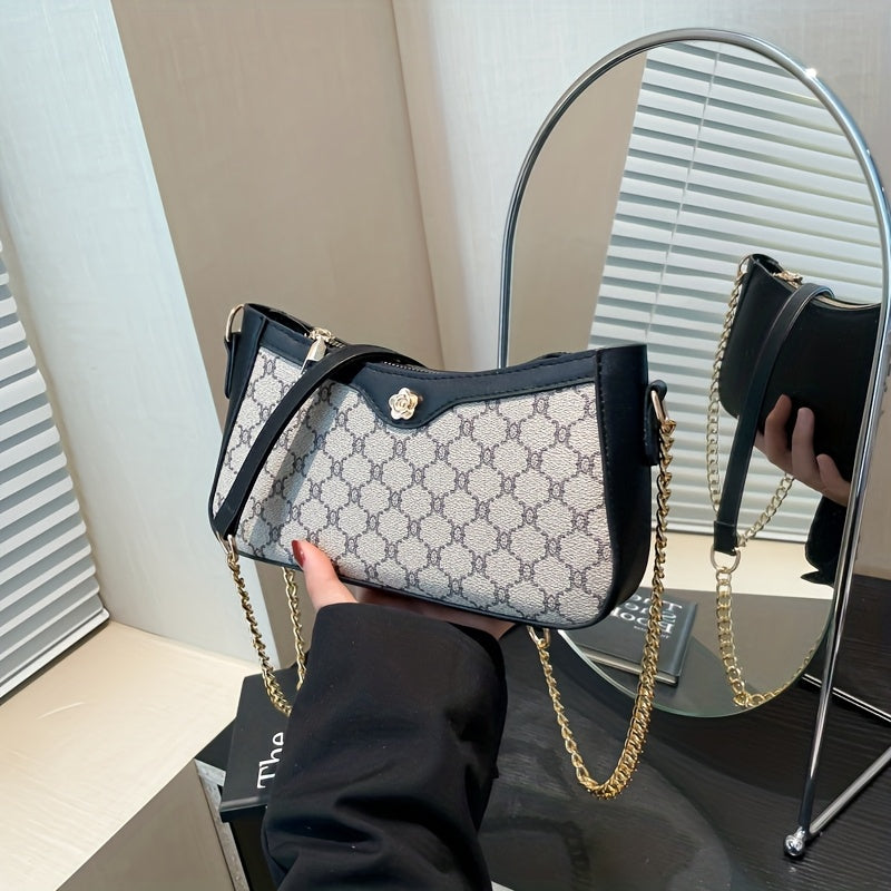 Sac bandoulière vintage femme – style européen, noir rétro, métal doré, bandoulière détachable, fermeture éclair, léger, parfait pour soirées et usage quotidien, aspect luxe, sans entretien nécessaire