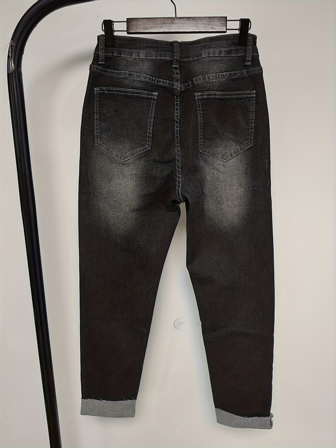 Jeans Femme Skinny Extensible Taille Mi-Haute Tissu Non Transparent Lavable Coupe Slim Élégant Polyvalent