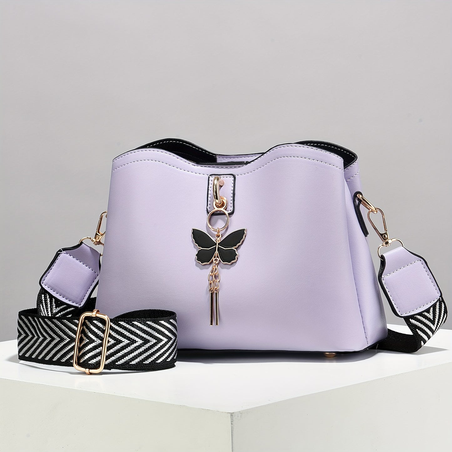 Sac seau papillon tendance – léger, couleur unie, bandoulière, parfait pour usage quotidien