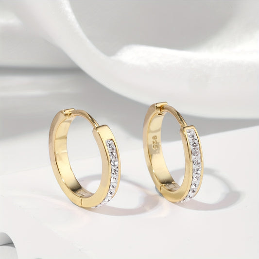 1 paire de petites boucles d’oreilles créoles dorées plaquées or 18K avec tige en argent sterling 925 ensemble de mini créoles huggie pour cartilage ou hélix pour femmes et hommes 16 mm