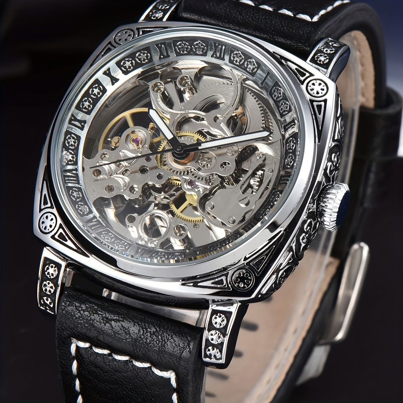 Business fashion Men's watches, mechanical movements, automatic mechanical watches, artificial leather straps, best-selling watches for young men to give to their boyfriends and husbands. There are multiple colors to choose f