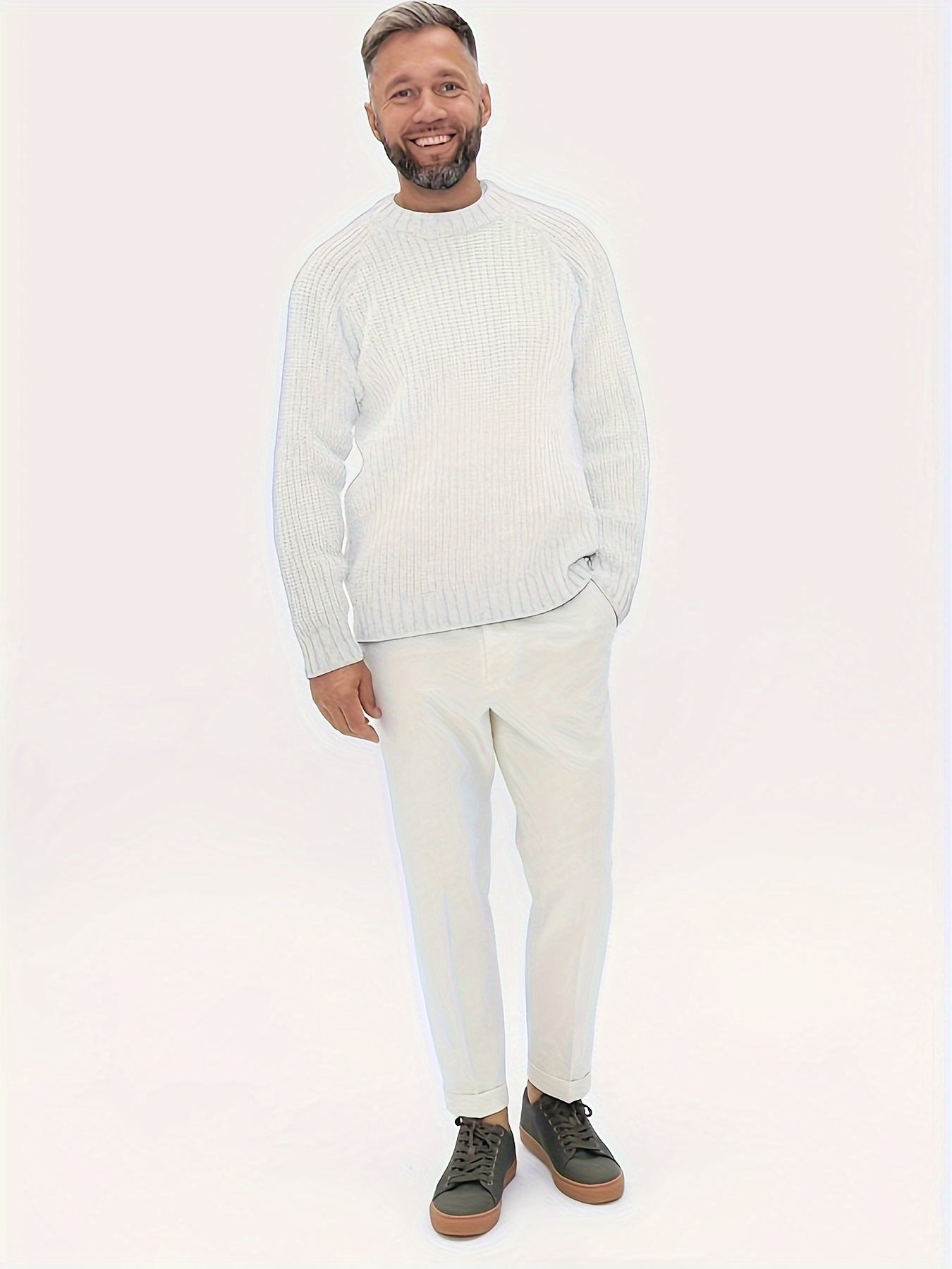 Men'S Premium Knit Sweater - Warm, Non-Pilling, Crew Neck, Regular Fit for Fall/Winter - Ideal for Casual Wear
