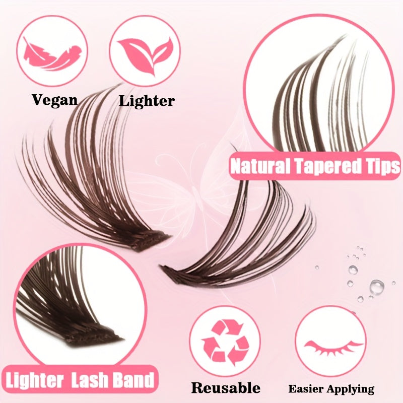 Pince à Cils avec Accessoires — Inclus Colles et Scellants, Brosse à Mascara, Faux Cils Résistants à l’Eau, Curl Intense, Réutilisables, Cils Individuels Épais et Fluffy, Idéal pour Soirées, Scènes et Festivals, Mélange de Couleurs Marron et Variées