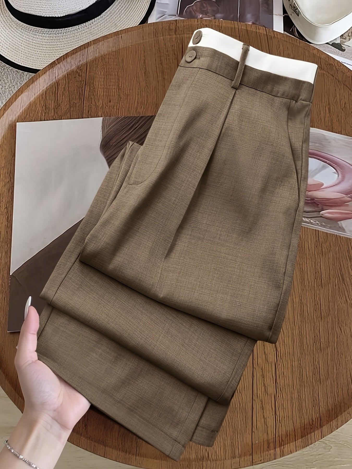 Pantalon Femme Grande Taille Élégant – Style Bureau avec Boutons