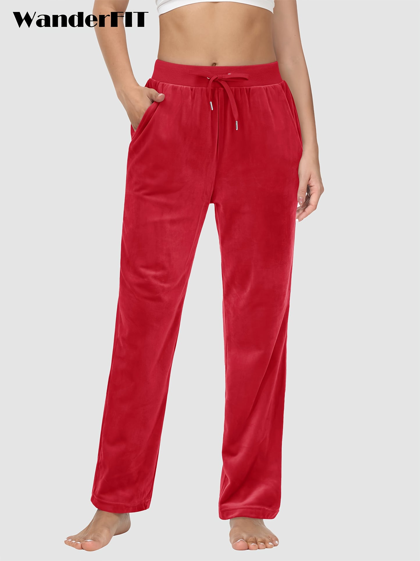 Pantalon Femme en Velours Doux avec Poches – Style Décontracté et Confortable
