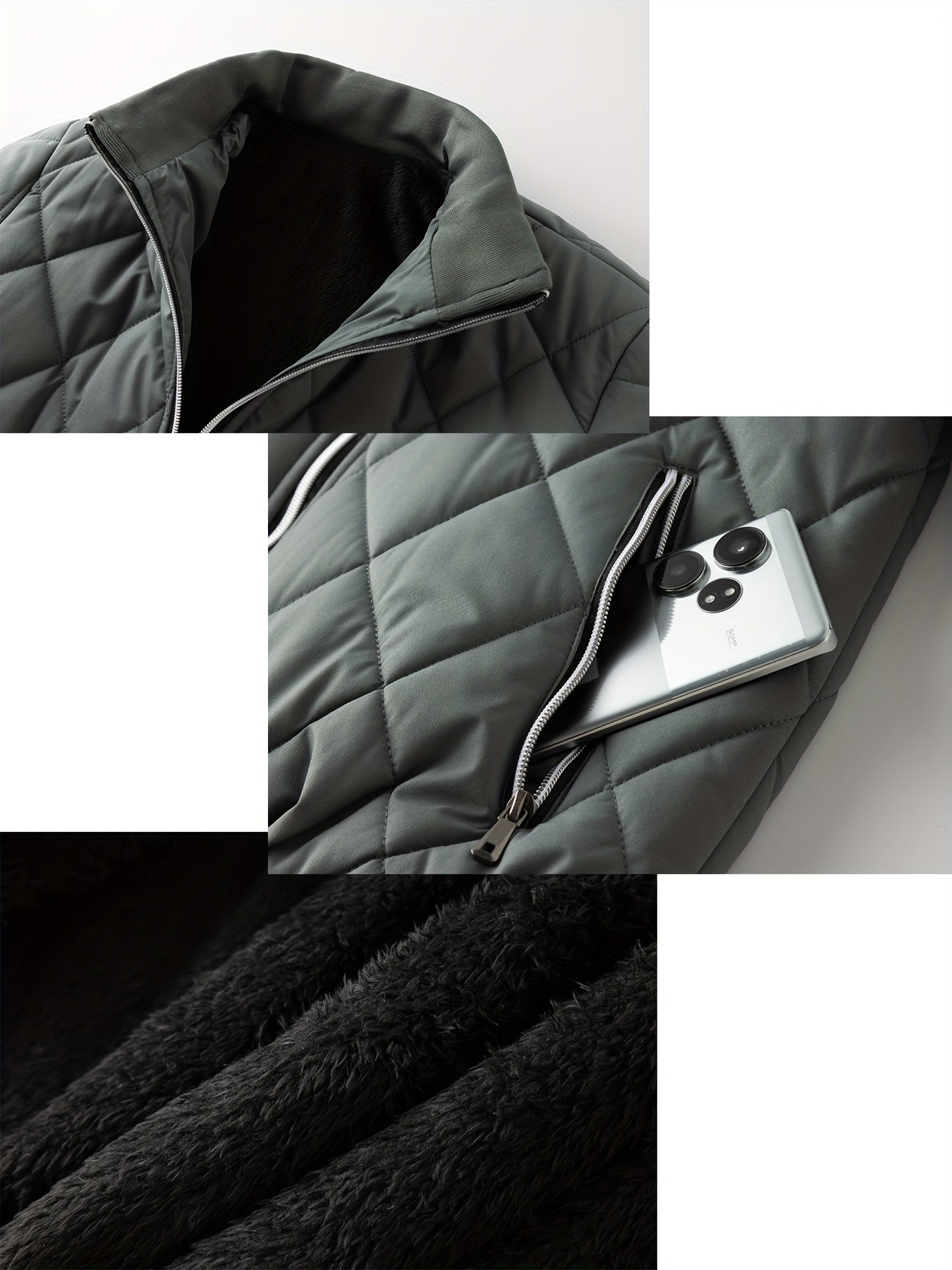 Manteau Hiver Homme Oversize 2XL-9XL – Veste Zippée Épais, Col Montant, Grandes Poches, Casual & Grand Taille