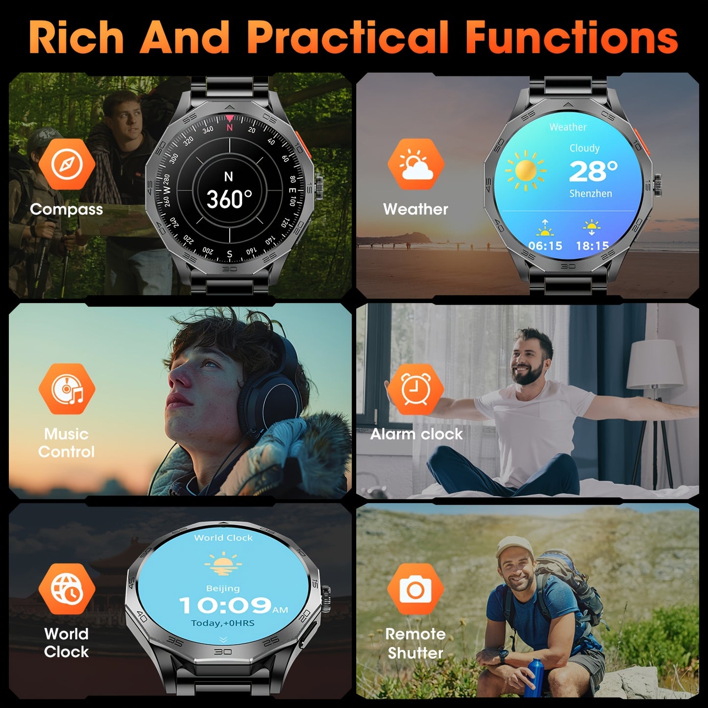 Montre Connectée Homme & Femme – Écran Tactile HD 1,75", Appels (Répondre/Appeler), Modes Sport, Multi-Cadrans, Compatible iPhone & Android, Suivi Santé, Assistant Sport, Design Élégant