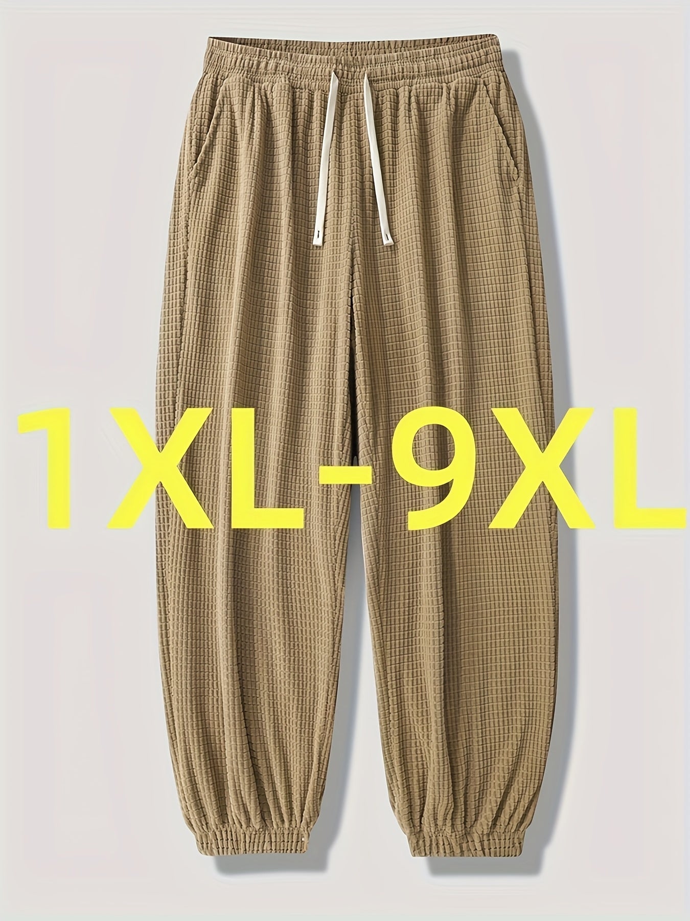 Joggers en velours côtelé grande taille pour homme – coupe décontractée, taille élastique à cordon, poches latérales, confortables pour tenue décontractée, sneakers hautes assorties