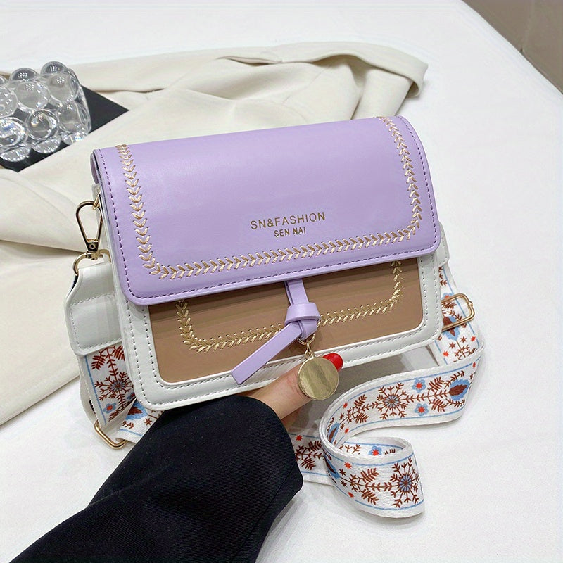 Sac Bandoulière à Rabat Tendance pour Femme – Décor Boucle – Sangle Large et Confortable