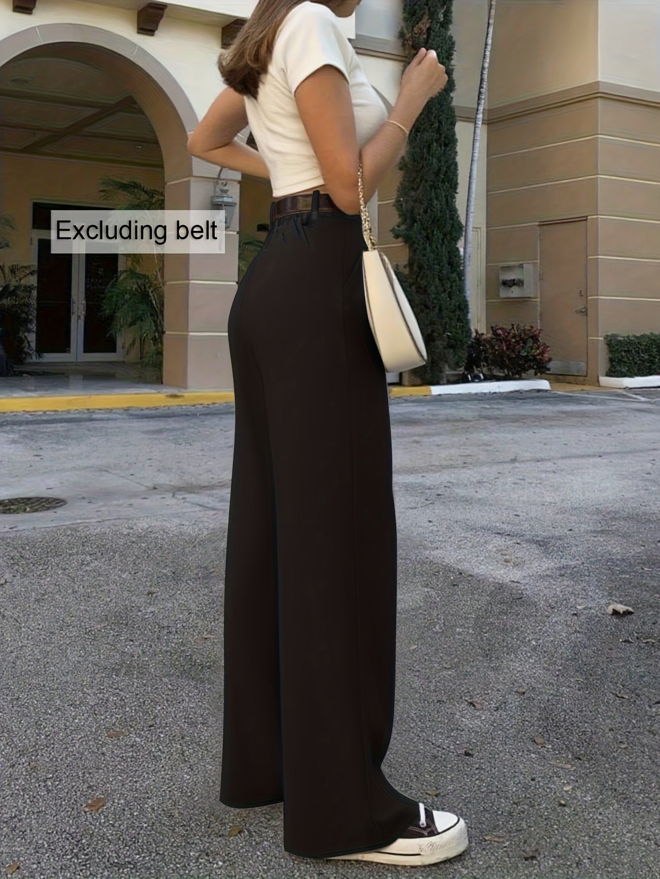 Pantalon Femme Élégant Taille Haute – Jambe Large, Sans Ceinture, Tous Saisons, Pour Blazer et Tenues Formelles