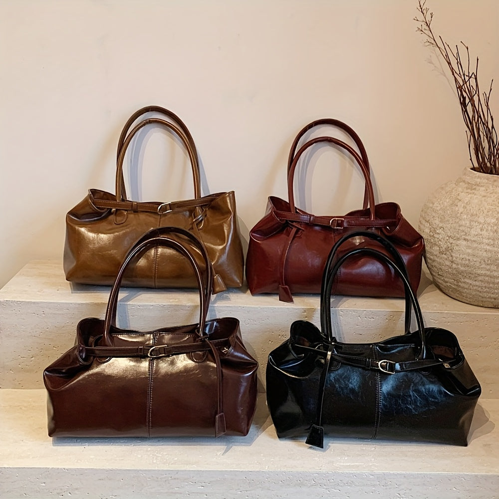 Sac Cabas Femme Vintage – Grande Capacité, Anse Fixe, Sac Élégant Quotidien, Spacieux pour Travail, Shopping et Voyage, Cuir Synthétique Durable, Sac Épaule Classe et Élégant, Sac de Créateur Femme Haute Qualité (Copie)