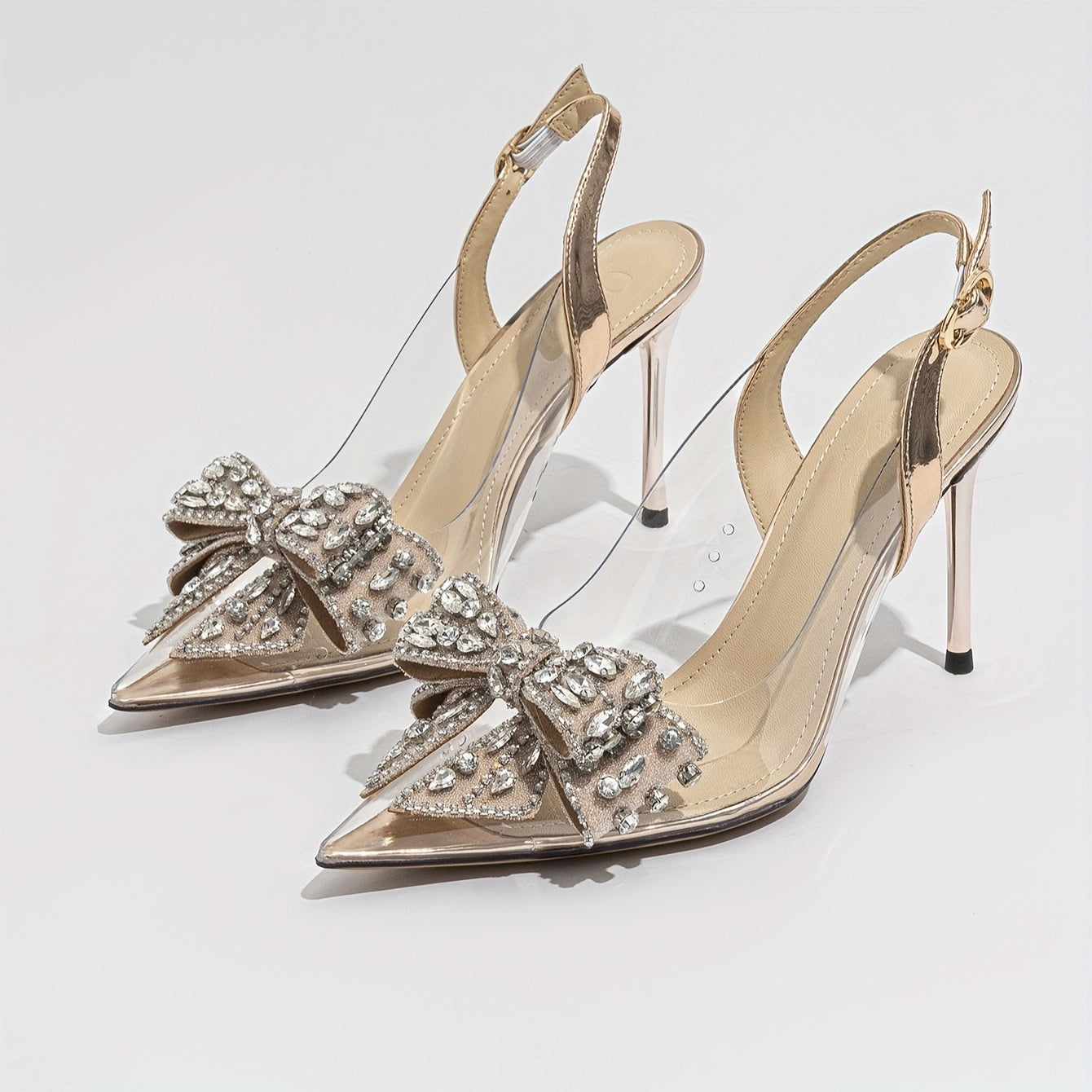 Sandales Élégantes et Sexy en TPU avec Nœud Papillon et Strass – Bout Pointu, Talons Aiguilles Hauts, Parfaites pour Mariages et Soirées d’Été en Extérieur