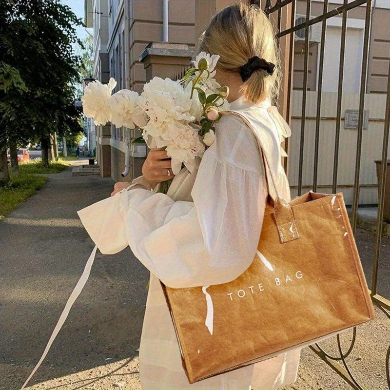 Sac Cabas Femme en PVC – Grande Capacité, Léger et Durable, Fermeture Magnétique, Idéal Travail, Shopping ou Voyage