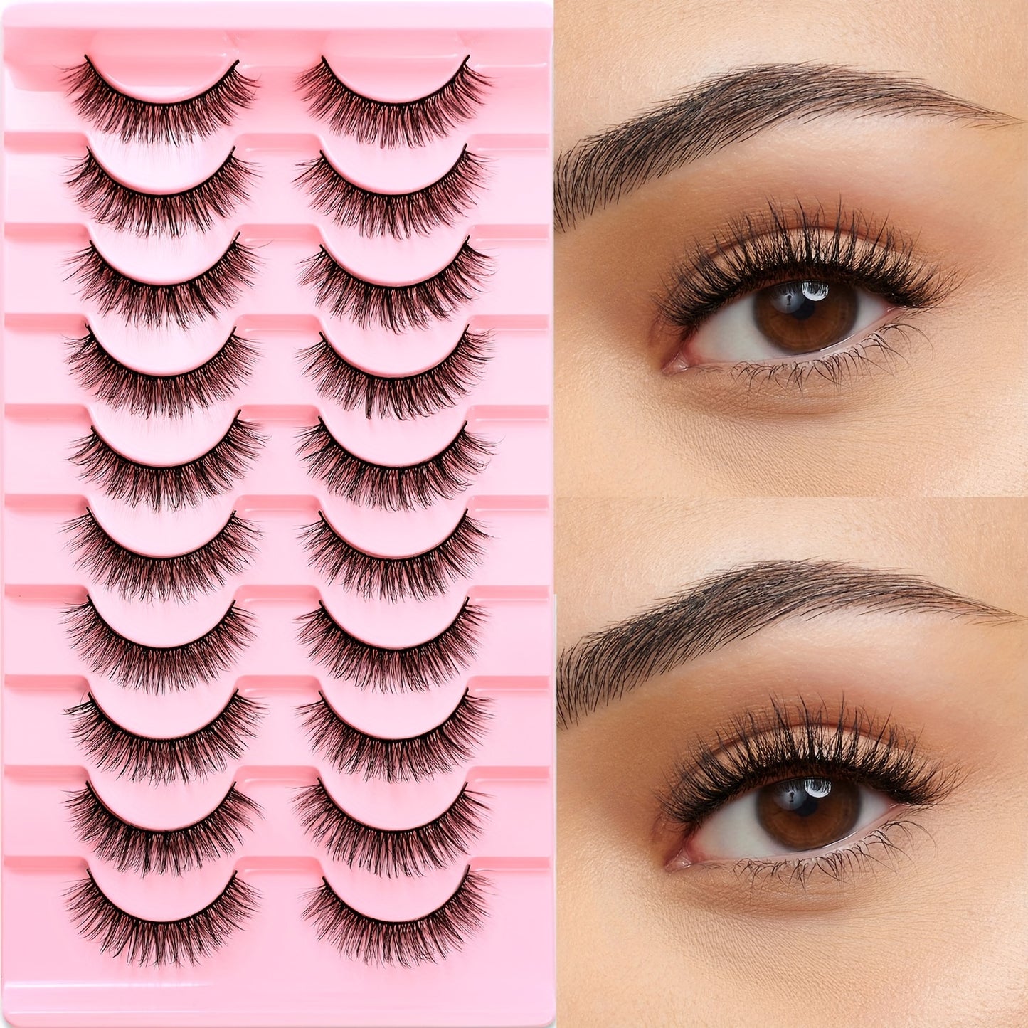 10 paires de faux cils luxueux et duveteux, effet œil de chat 5D, cils en fibre imitation vison, application facile, maquillage envoûtant, faits main, réutilisables, pour un usage quotidien et de soirée