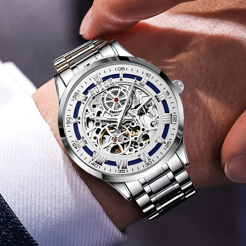 Montre Mécanique Automatique pour Homme – Cadran Squelette à Remontage Automatique, Aiguilles Luminescentes, Bracelet en Acier Inoxydable – Idéale pour le Quotidien, les Tenues Business & Formelles – Sans Batterie