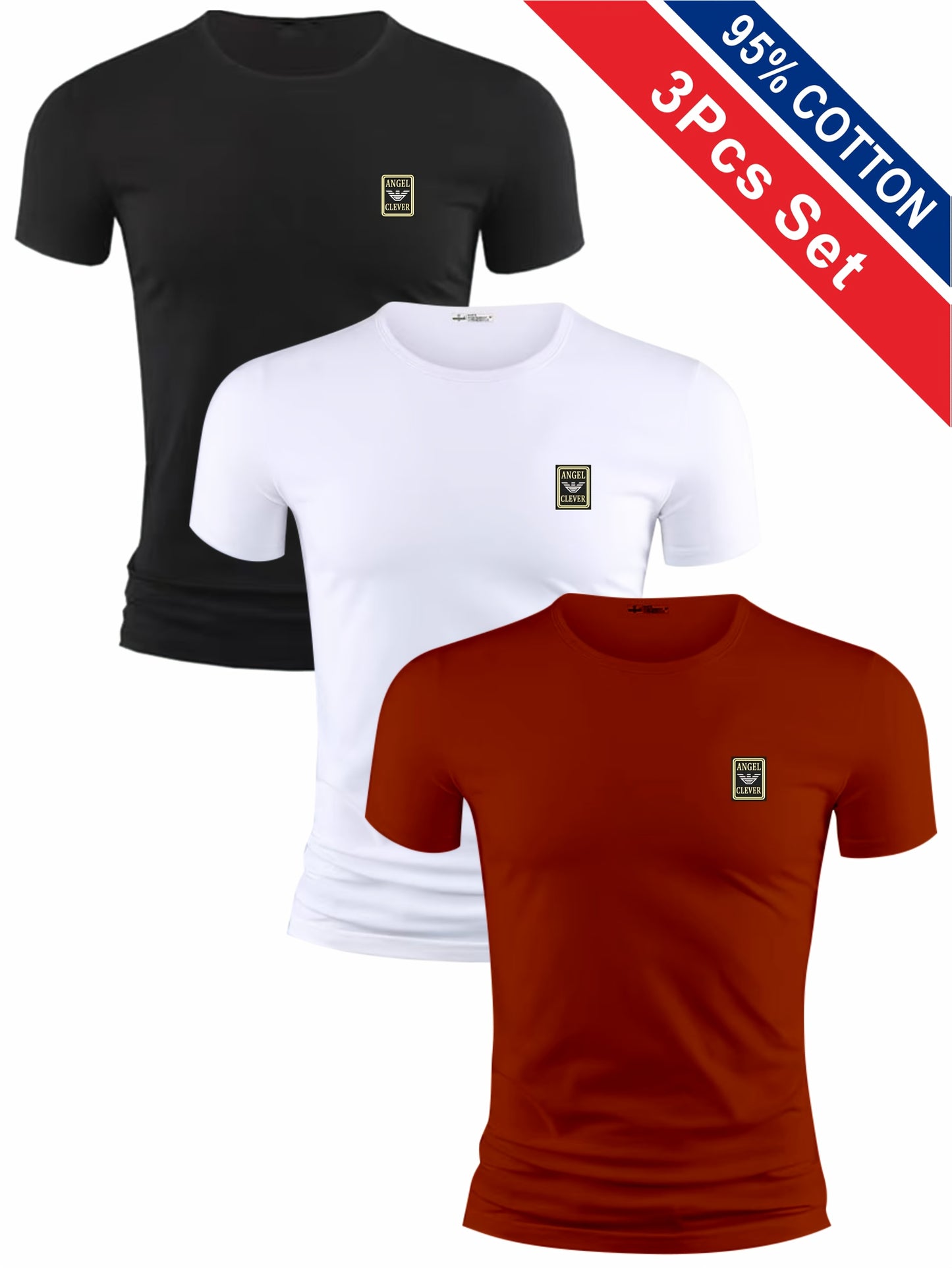 3pcs Men'S Cotton Short Sleeve T-Shirts - Summer'S Best Choice, Fashion Letter Print, Casual Round Neck, Breathable Sports Tops, Comfortable Loose Fit, Stylish Streetwear, Ideal for Outdoor Activities, Regular Version, All-Se