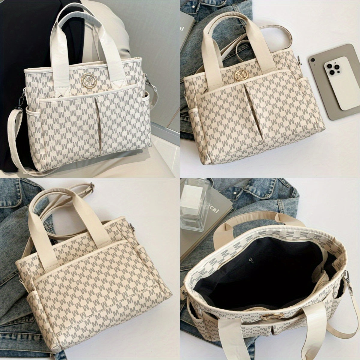 Sac à main femmes bandoulière logo M fermeture éclair detachable