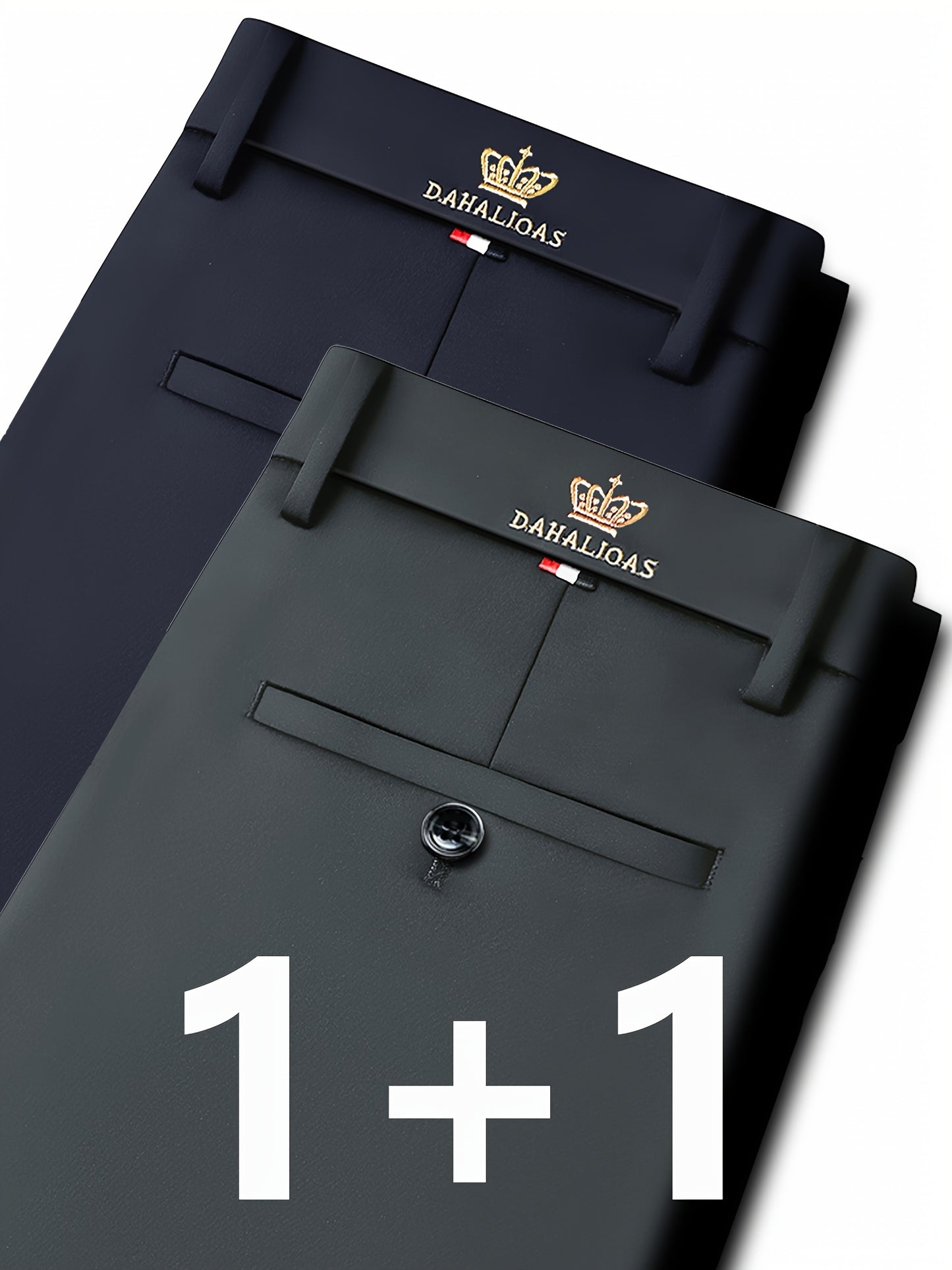 Pantalons business casual extensibles pour homme (2 pièces) – haute élasticité, infroissables, toutes saisons, logo, coupe régulière, lavables en machine, idéals bureau et événements sociaux