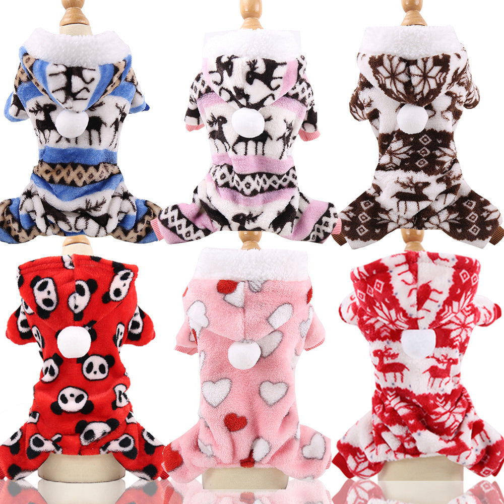Warm Cartoon Pet Clothes for Dogs & Cats – Soft Cotton Jumpsuit