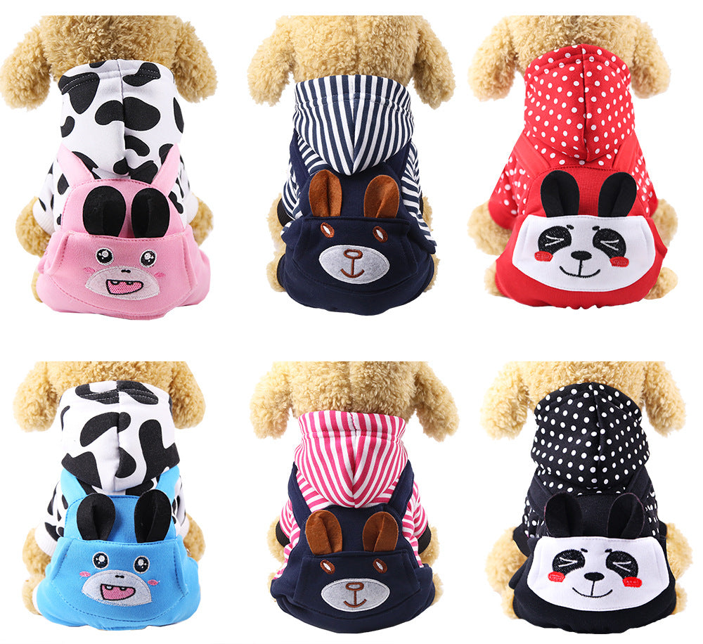 Warm Cartoon Pet Clothes for Dogs & Cats – Soft Cotton Jumpsuit