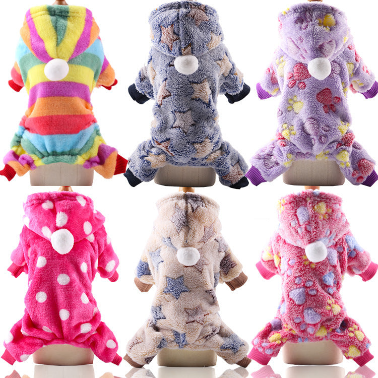 Warm Cartoon Pet Clothes for Dogs & Cats – Soft Cotton Jumpsuit