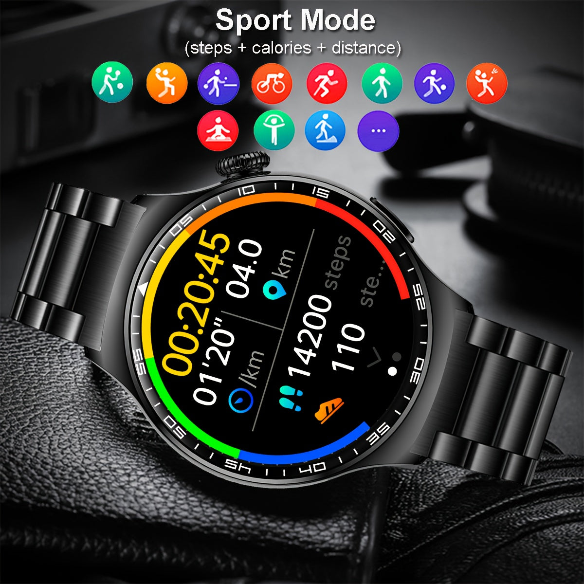 Montre Connectée Compatible iPhone/Android – Écran HD 1,51", Bluetooth 5.3, Appels Sans Fil, Assistant Vocal, 100+ Modes Sport, Compteur de Pas, Notifications, Synchronisation Mobile & Météo – Smartwatch Unisexe