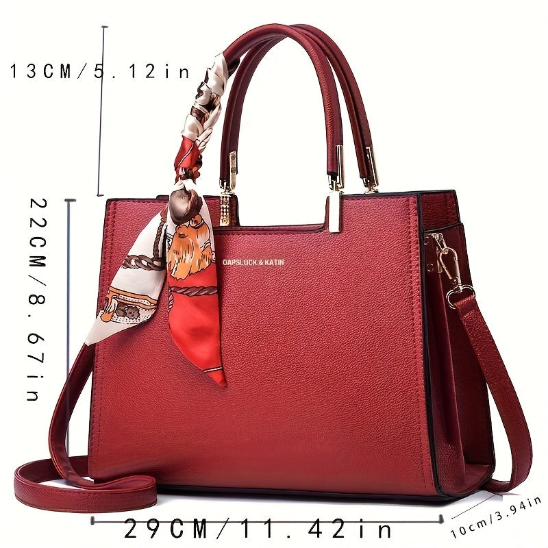 Sac fourre-tout rouge élégant avec accents floraux – grande capacité, bandoulière et crossbody polyvalent pour femmes, parfait cadeau fête des mères ou occasions spéciales, fermeture zippée durable