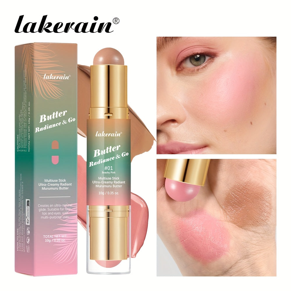 Butter Radiance & Go, Multiuse Stick, Double-ended Blush & Contour, Ultra-Creamy Radiant Finish Formula with Butter, Hydrating Texture, Multi-Use Contour Stick, Multi-purpose Makeup Stick - Blush, Contour, Lipstick, Eyeshadow