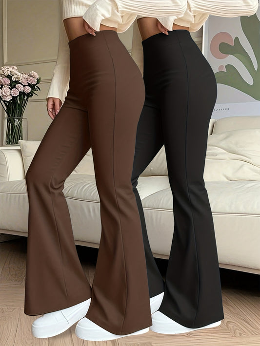 Lot de 2 Pantalons Femme Évasés – Taille Élastique, Tous Saisons, Confortables et Polyvalents