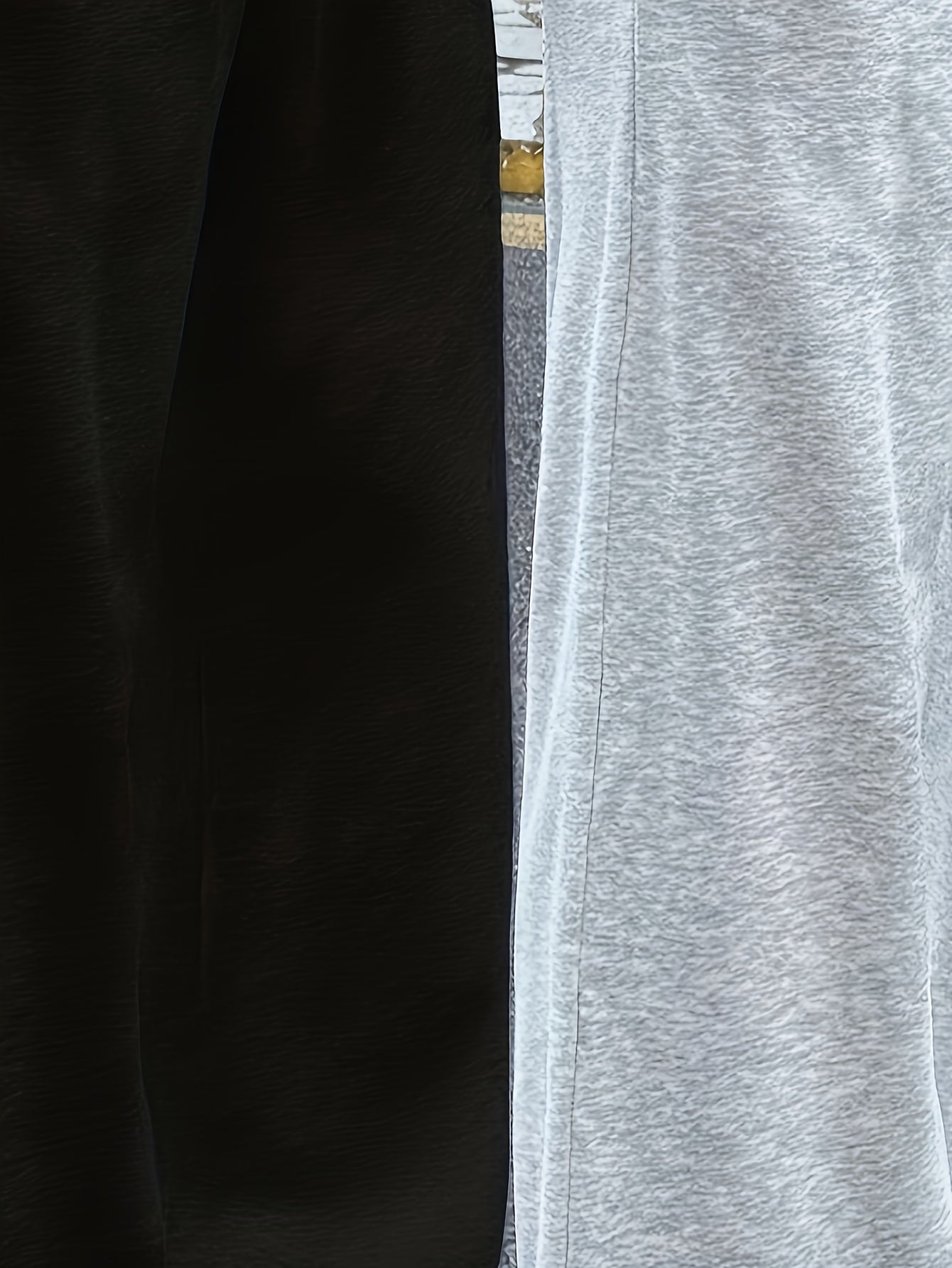 Lot de 2 Pantalons Femme Décontractés Jambe Large – Taille Élastique avec Poches, Noir & Gris