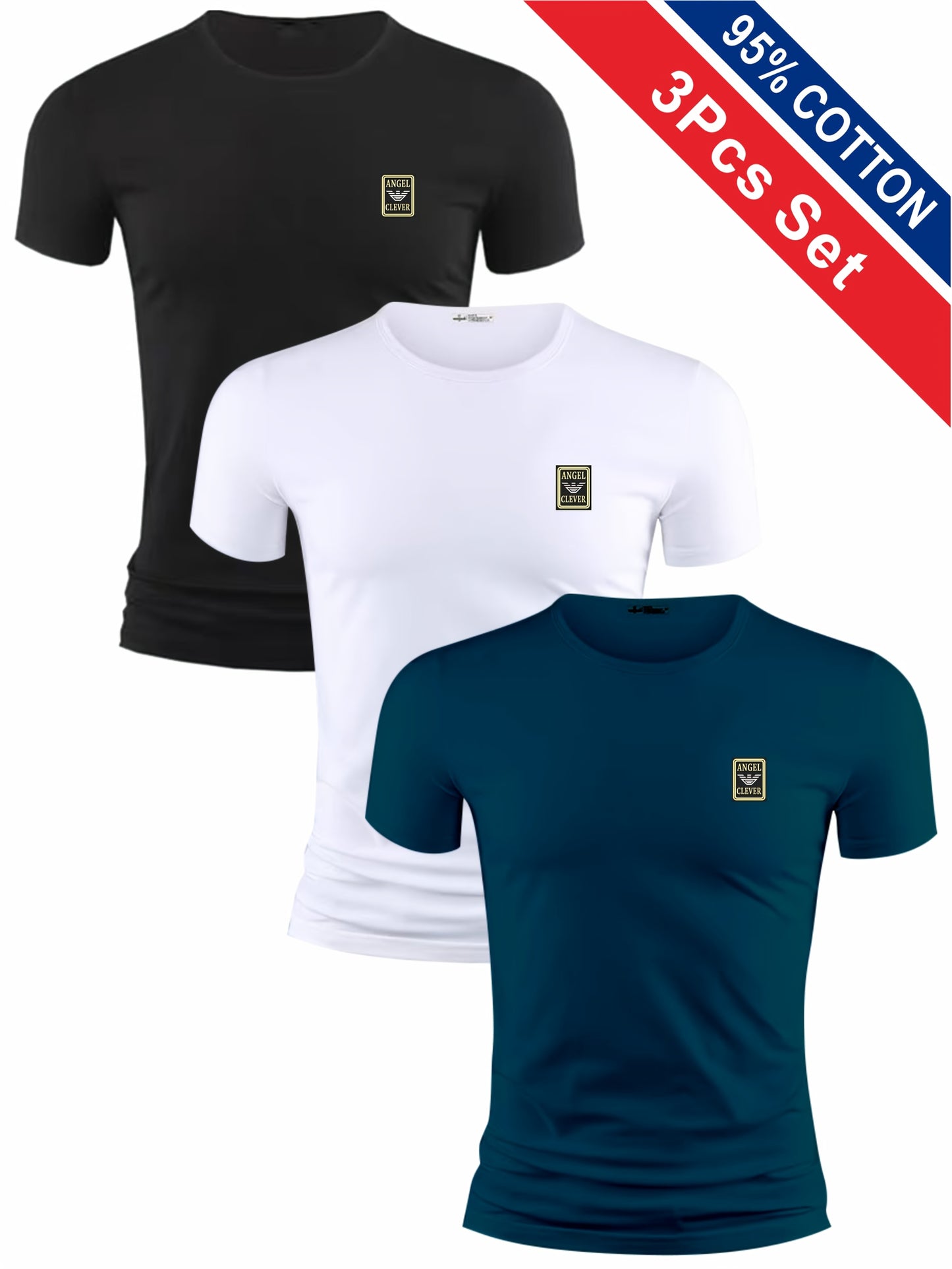 3pcs Men'S Cotton Short Sleeve T-Shirts - Summer'S Best Choice, Fashion Letter Print, Casual Round Neck, Breathable Sports Tops, Comfortable Loose Fit, Stylish Streetwear, Ideal for Outdoor Activities, Regular Version, All-Se