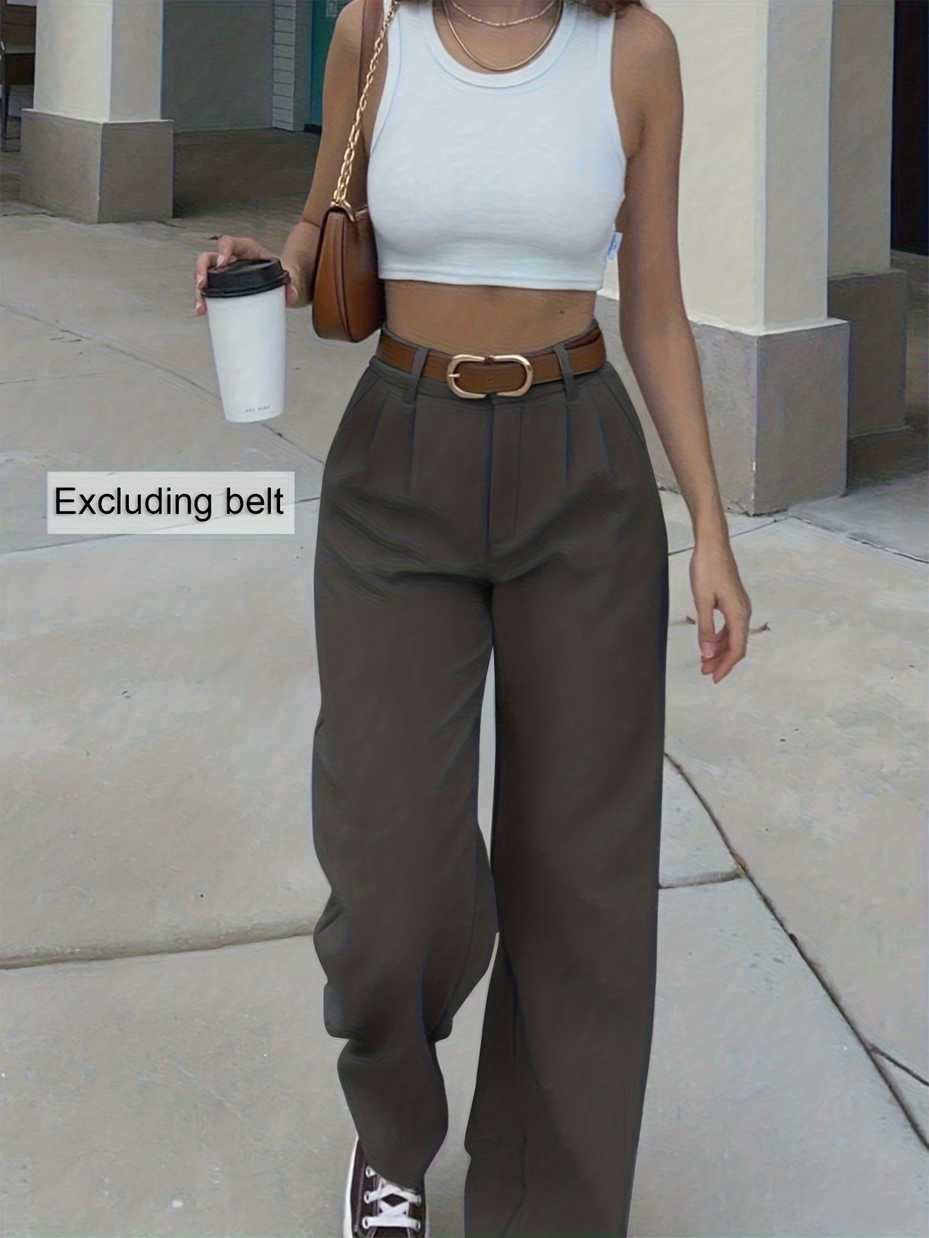 Pantalon Femme Élégant Taille Haute – Jambe Large, Sans Ceinture, Tous Saisons, Pour Blazer et Tenues Formelles