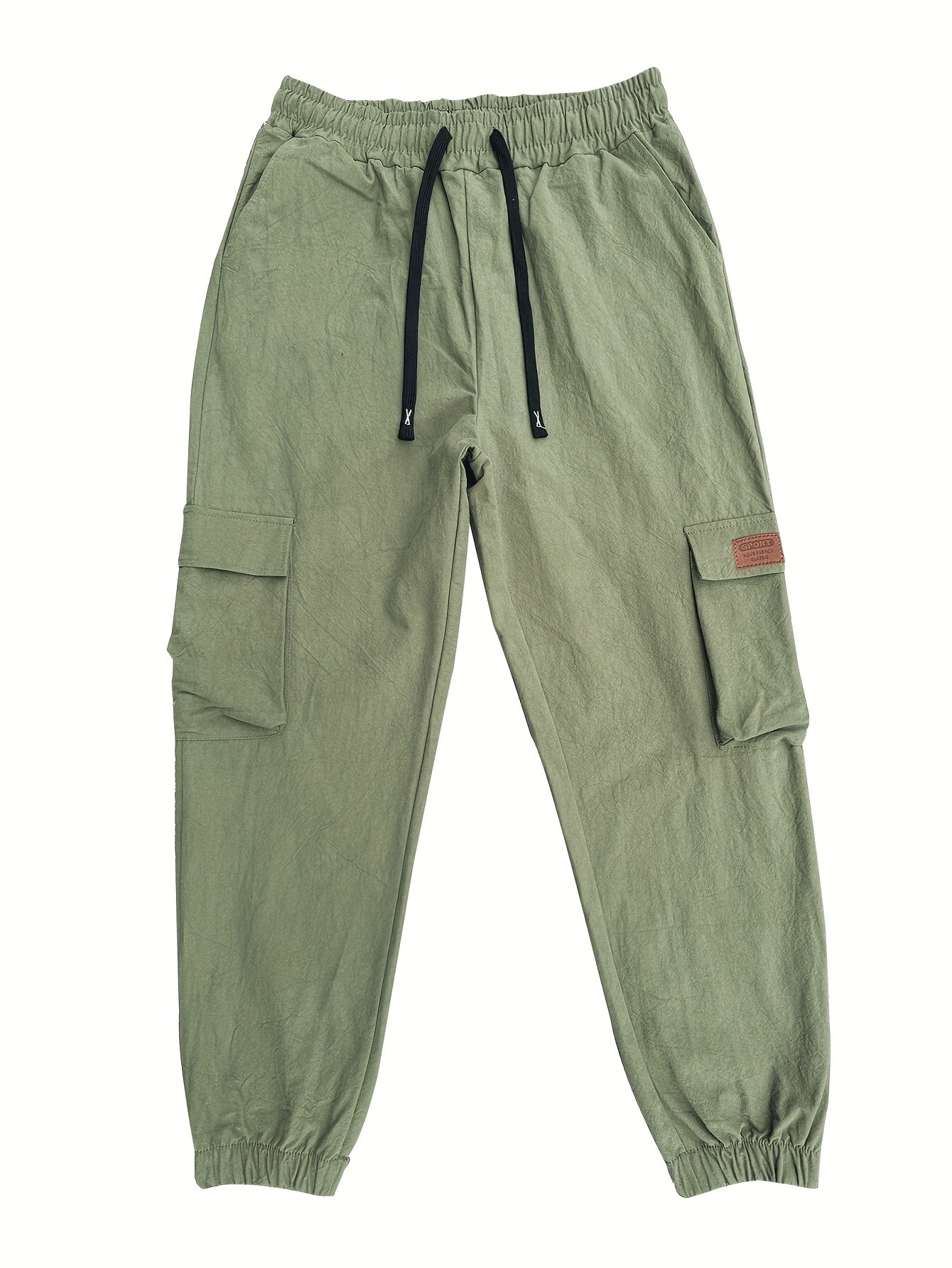 Pantalons de travail robustes pour homme (2 pièces) – cargos complets à multiples poches utilitaires, taille à cordon, coton non extensible, coupe ample (noir et vert olive)