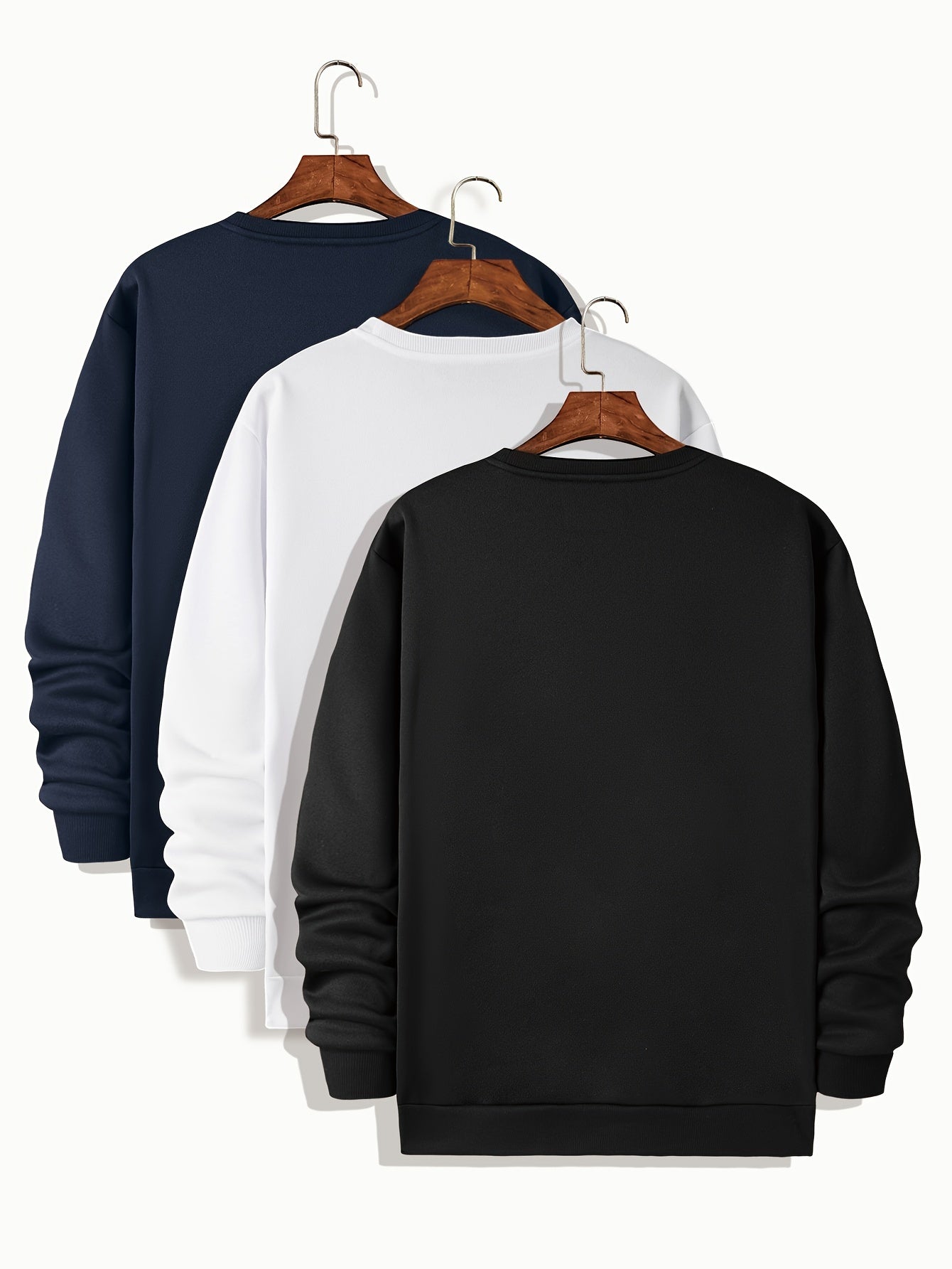 3pcs Sweatshirts Homme Grande Taille – Col Rond, Manches Longues, Printemps/Automne/Hiver