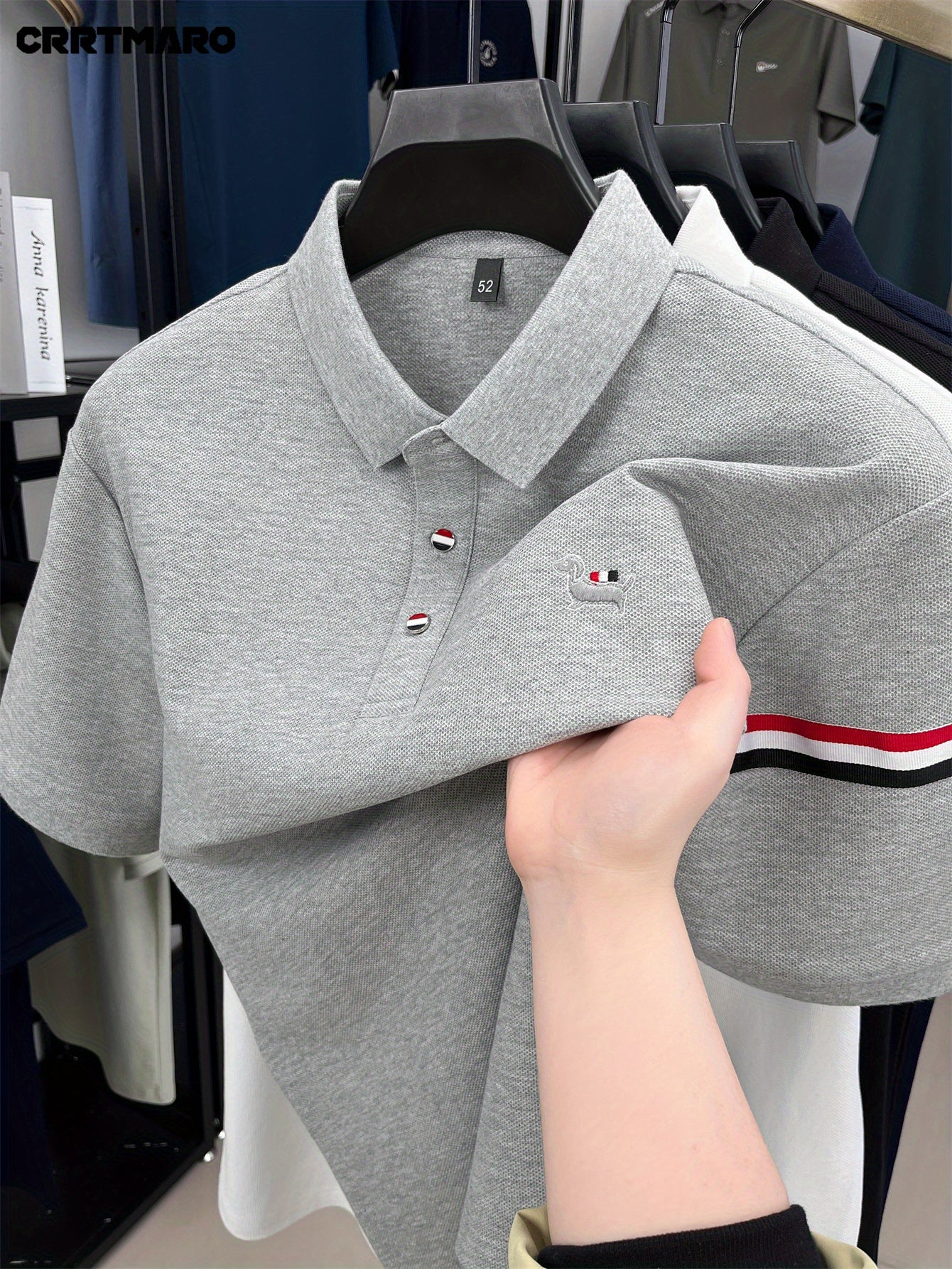 Men's Navy Blue Shirt - Classic Crew Neck Button-Front, Soft Everyday Shirt for Office, Golf, Casual Outings - CRRTMARO Brand Button-Up Shirt, Office Attire, Straight Sleeves, Durable Construction, Short Sleeve Top,