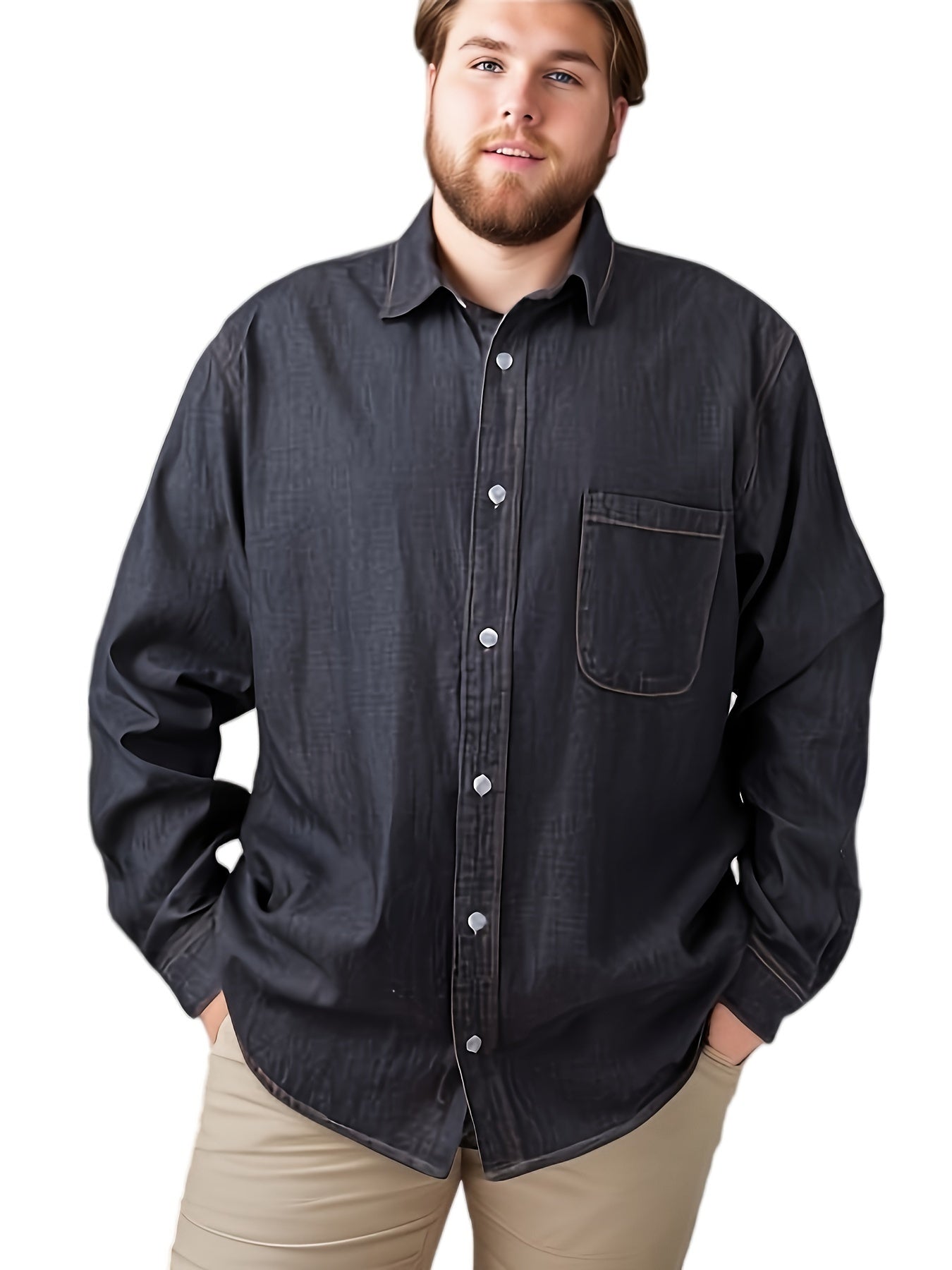 Plus Size Casual Denim Tencel Shirt