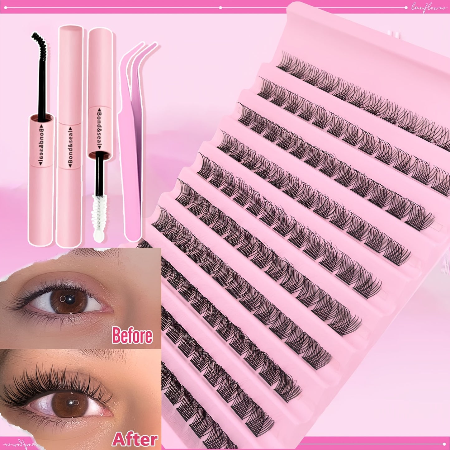 Kit 120 Paquets de Cils — Look Naturel et Confortable, Faux Cils Sans Alcool, Styles Doll et Cat Eye, Application Facile avec Mascara et Pince à Cils Inclus, Idéal pour un Regard Flatteur et Stylé, Extension de Cils