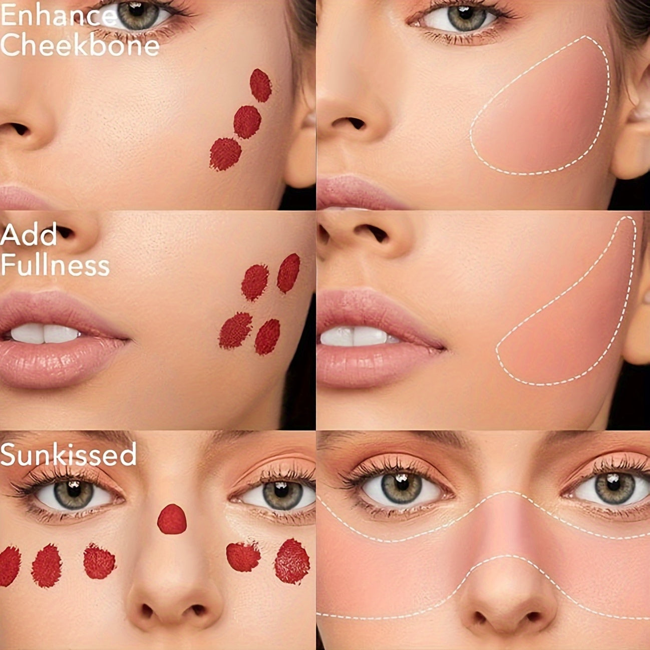 Set de 3 Blush Liquide – Texture Douce, Tenue Longue Durée, Couvrance Moyenne, Teintes Berry et Nude, Blush Crème Naturel pour Joues