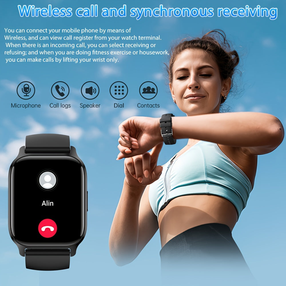 Smart Watch (Make/Answer Call), 4.7cm BT Calling Smartwatch for Women Men, Fitness Tracker Watch for iPhone And Andriod Phones with Lock Screen/ Stopwatch/ Alarm Clock/100+ Sport Modes/ Weather display/DIY Wallpaper, Good Gif