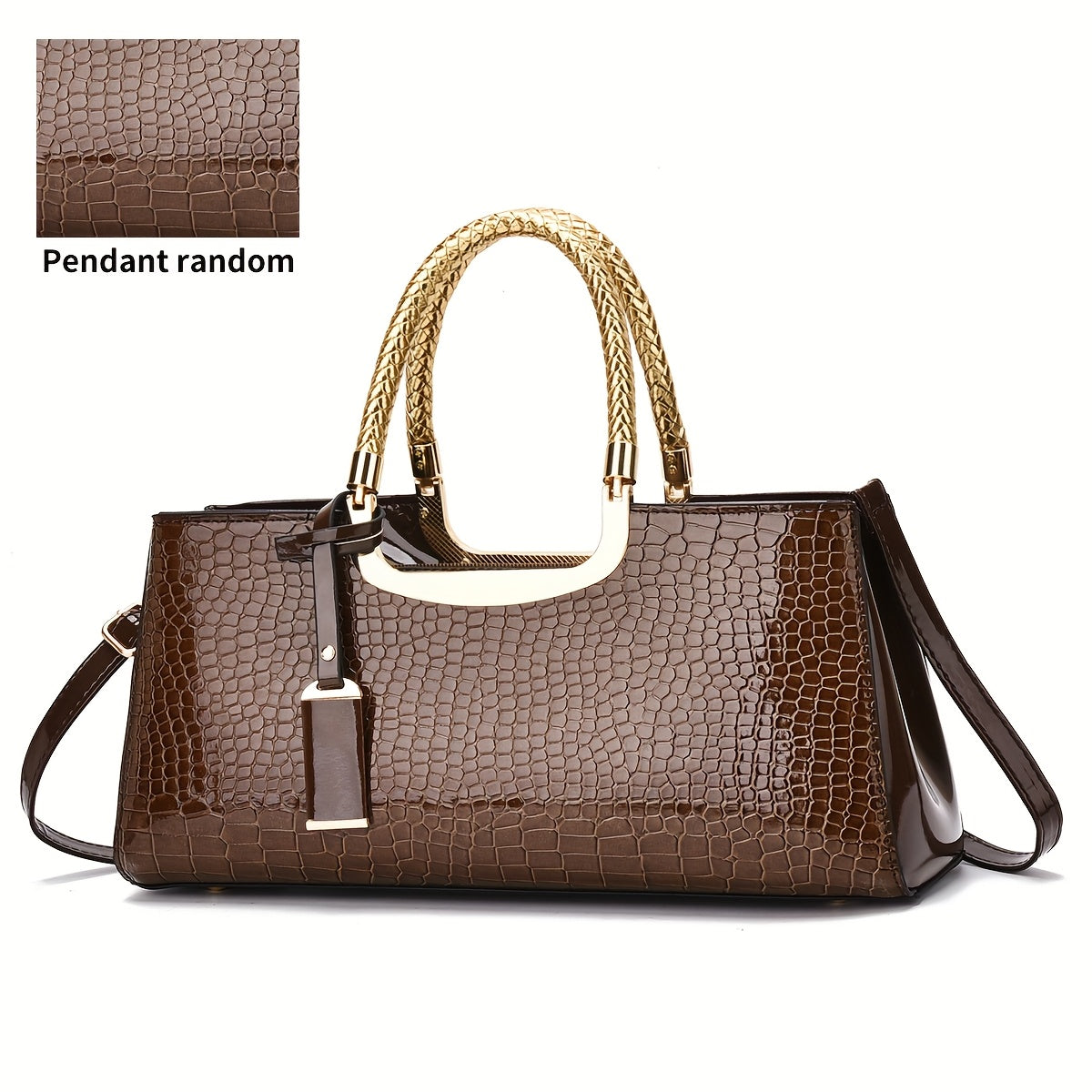 Pochette de Soirée Élégante – Motif Crocodile Blanc, Quincaillerie Dorée et Bandoulière Amovible, Sac à Main Femme Luxe pour Fêtes, Mariages et Événements Formels, Finition Brillante, Fermeture Éclair, Doublure Polyester