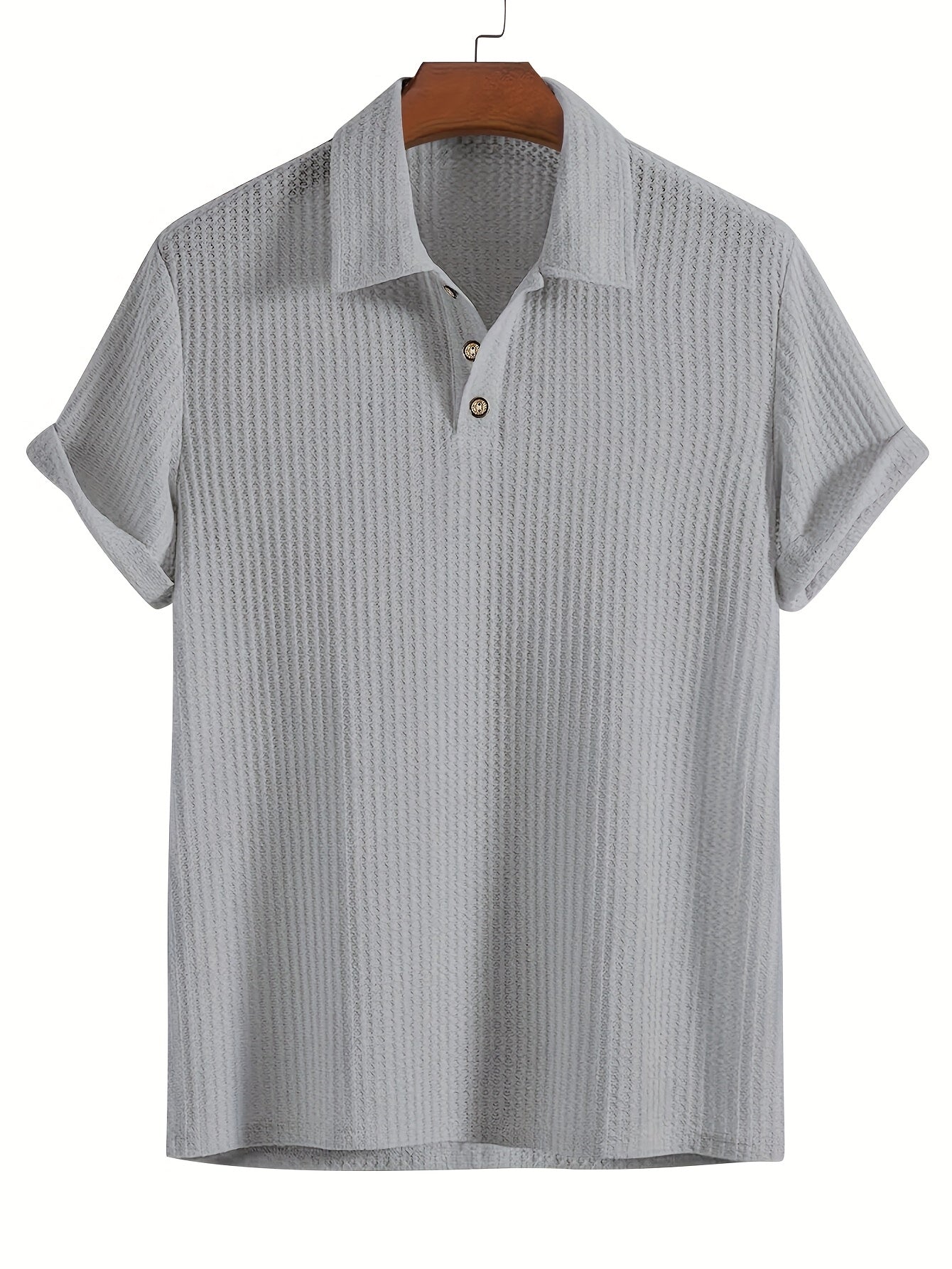 2025 New Casual Sport Shirt Men's Short Sleeve High-End Summer Solid Color Top T-Shirt Half-Sleeve Versatile Golf, Fishing, Basketball, Gym, Swimming & Beach Shirt with Lapel Collar